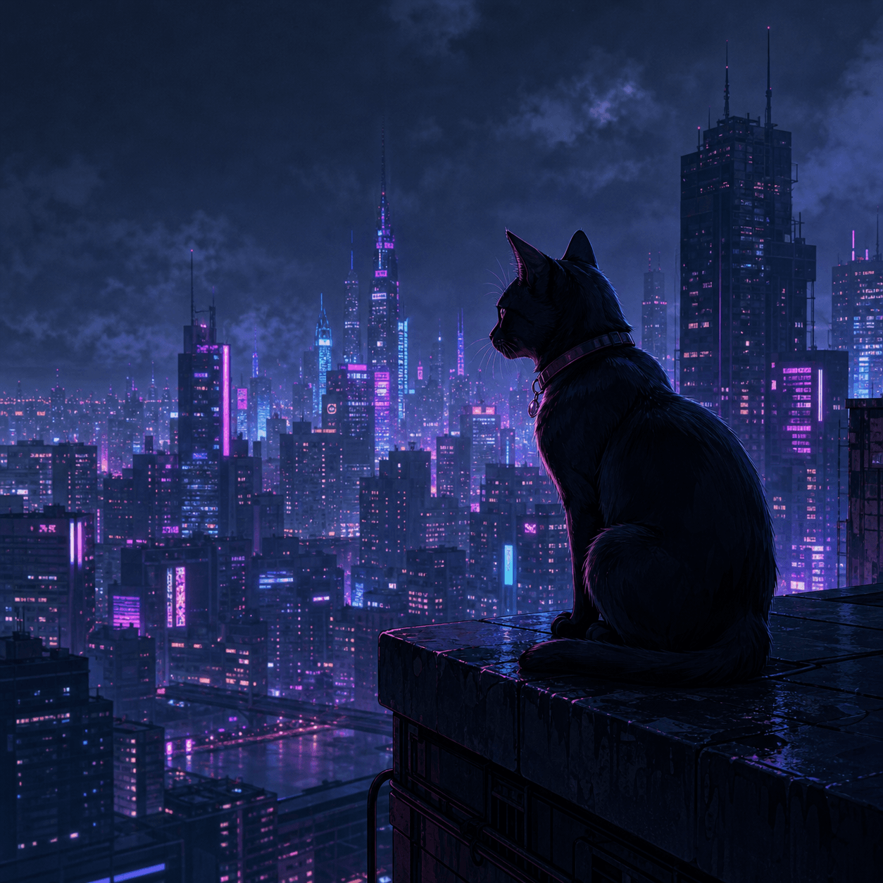 Original cyberpunk cat artwork