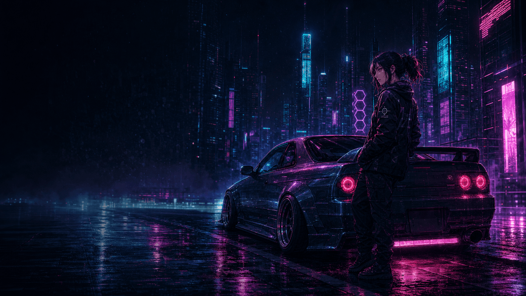 Original cyberpunk hero artwork